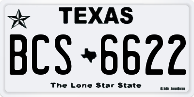 TX license plate BCS6622