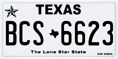 TX license plate BCS6623