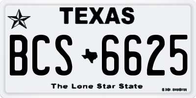 TX license plate BCS6625