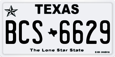 TX license plate BCS6629