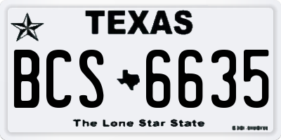 TX license plate BCS6635