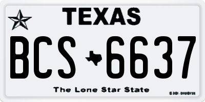 TX license plate BCS6637