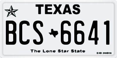 TX license plate BCS6641