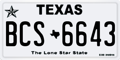 TX license plate BCS6643