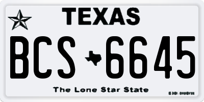 TX license plate BCS6645