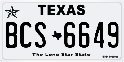 TX license plate BCS6649