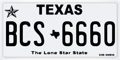 TX license plate BCS6660