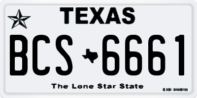 TX license plate BCS6661