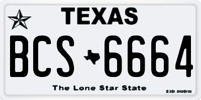 TX license plate BCS6664