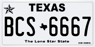 TX license plate BCS6667