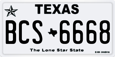 TX license plate BCS6668