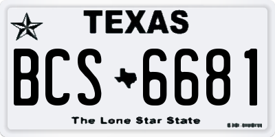 TX license plate BCS6681