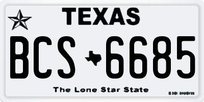 TX license plate BCS6685