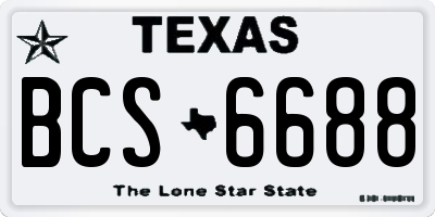 TX license plate BCS6688