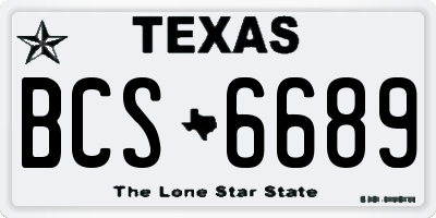 TX license plate BCS6689