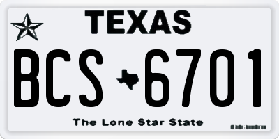 TX license plate BCS6701