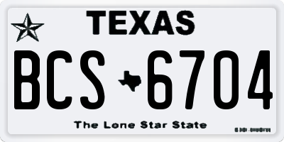 TX license plate BCS6704