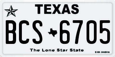 TX license plate BCS6705