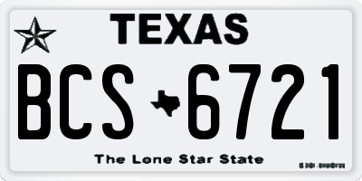 TX license plate BCS6721