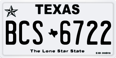 TX license plate BCS6722