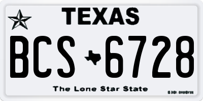 TX license plate BCS6728