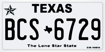 TX license plate BCS6729