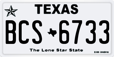 TX license plate BCS6733