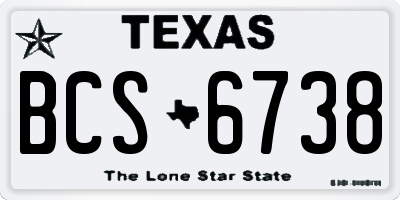 TX license plate BCS6738