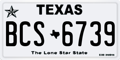 TX license plate BCS6739