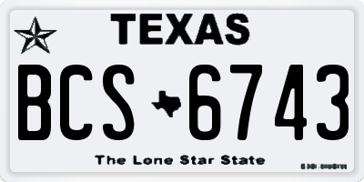 TX license plate BCS6743