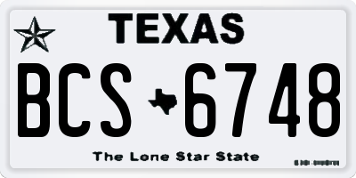 TX license plate BCS6748