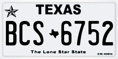 TX license plate BCS6752