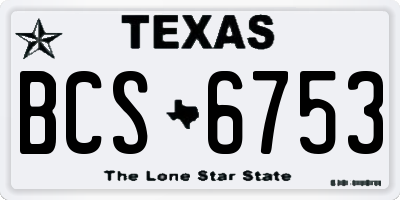 TX license plate BCS6753