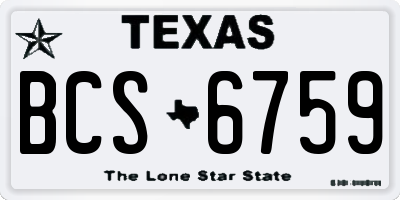 TX license plate BCS6759