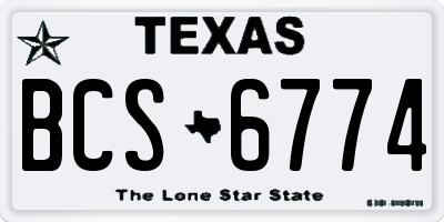 TX license plate BCS6774