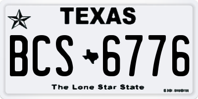 TX license plate BCS6776