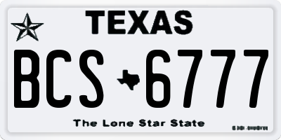 TX license plate BCS6777