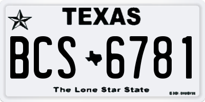 TX license plate BCS6781