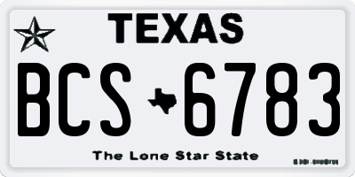 TX license plate BCS6783