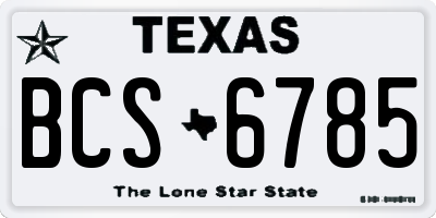 TX license plate BCS6785