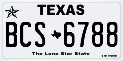 TX license plate BCS6788