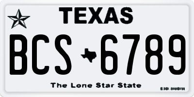 TX license plate BCS6789
