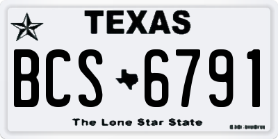 TX license plate BCS6791
