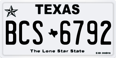 TX license plate BCS6792
