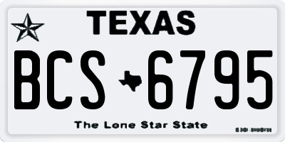 TX license plate BCS6795