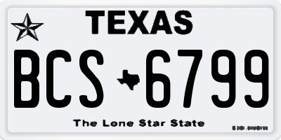 TX license plate BCS6799
