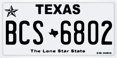 TX license plate BCS6802