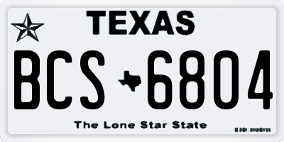 TX license plate BCS6804
