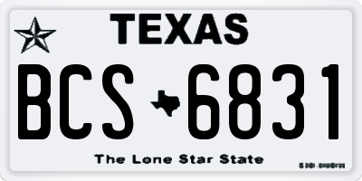 TX license plate BCS6831