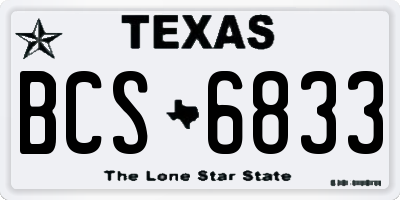 TX license plate BCS6833
